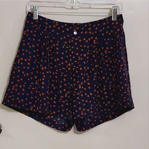Costa Blanca navy & tan high rise pleated front shorts S